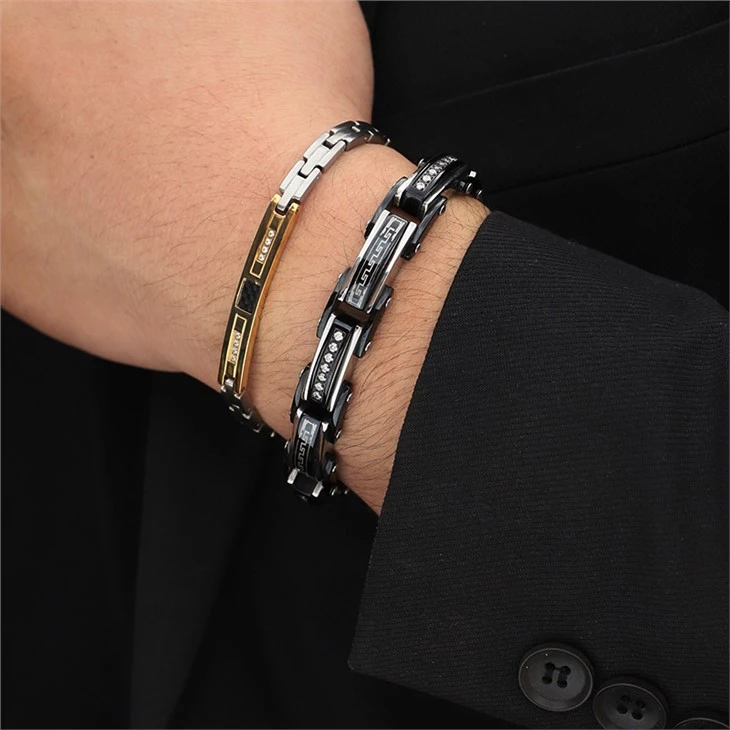 Greek Stainless Steel Link Cuff  Bracelet 05