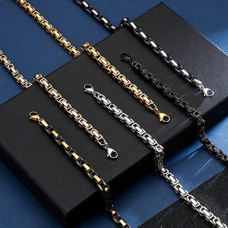 Bold Polished Interwoven Byzantine Chain Necklace factory Bold Polished Interwoven Byzantine Chain Necklace factory