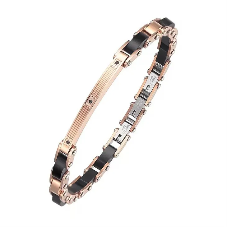 Fashion Trendy Black Jewelry Men Stainless Steel Wooden Bracelets Fashion Trendy Black Jewelry Men Stainless Steel Wooden Bracelets