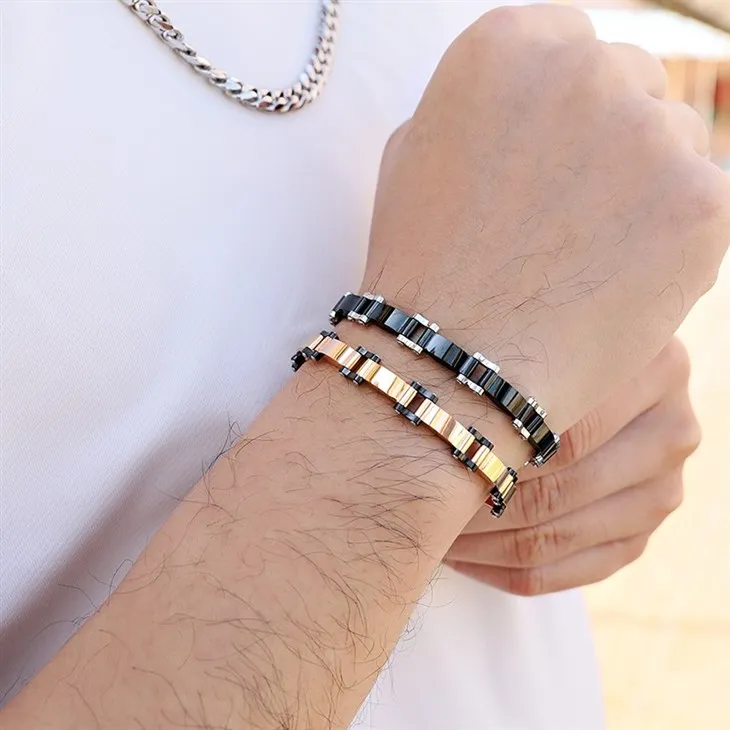 316L Stainless Steel PVD Brushed & Polished Link Chain Bracelet factory